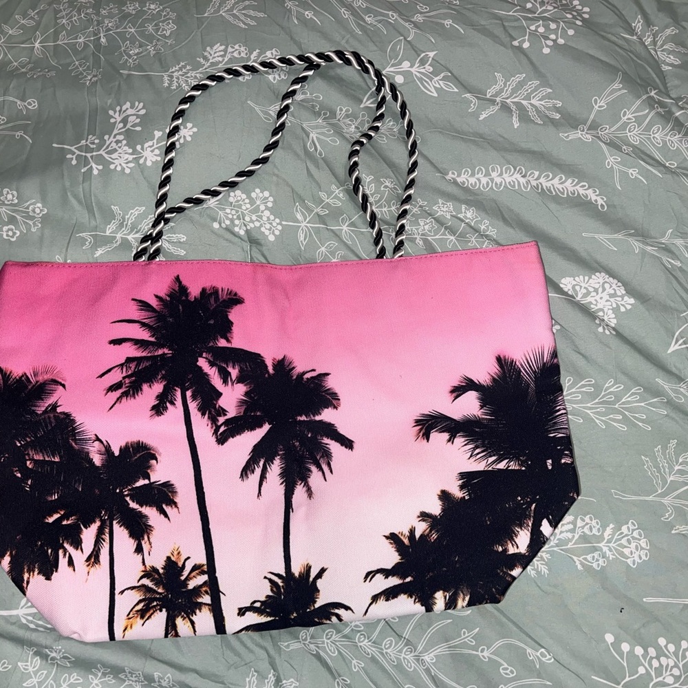 Pink Palm Tree Tote Bag